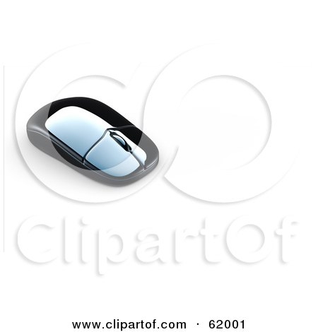 Royalty-free (RF) Clipart Illustration of a 3d Shiny Black Computer Mouse With A Scroll Button by chrisroll
