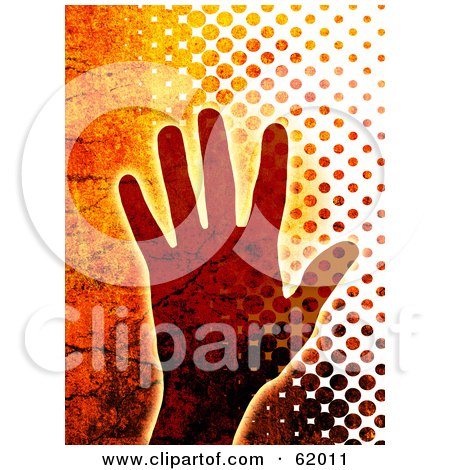 Royalty-free (RF) Clipart Illustration of a Grungy Cracked Human Hand And Halftone Background by chrisroll
