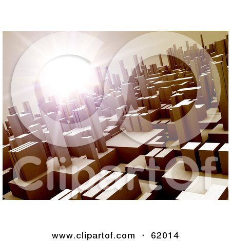 Royalty-free (RF) Clipart Illustration of a Bright Solar Flare Above A Futuristic Urban City - Version 2 by chrisroll