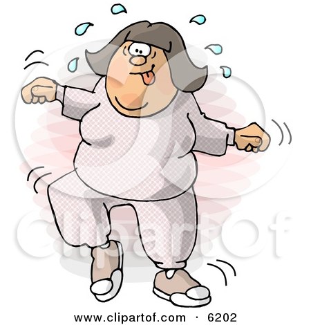 Woman Sweating While Skipping and Dancing at the Gym Clipart Picture by djart