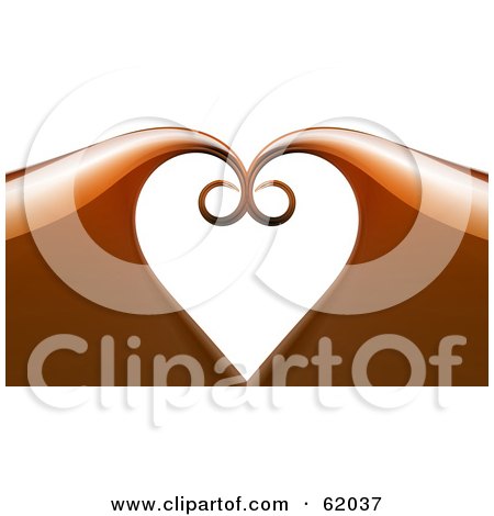 Royalty-free (RF) Clipart Illustration of a Background Of Brown Waves Curling Together And Forming A Heart by chrisroll