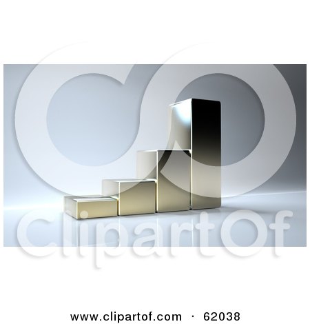 Royalty-free (RF) Clipart Illustration of a 3d Shiny Silver Bar Graph On Gray by chrisroll