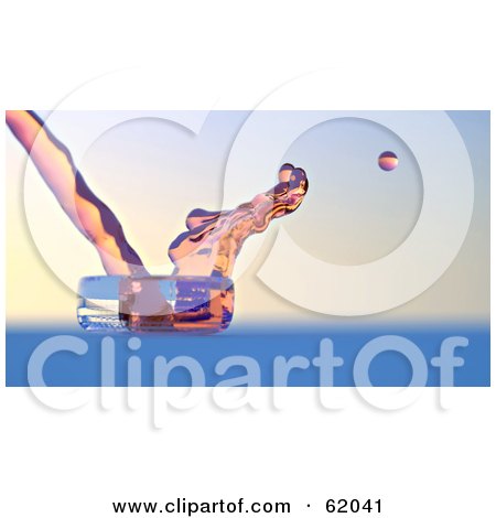 Royalty-free (RF) Clipart Illustration of Transparent Liquid Pouring And Bouncing Off Of Glass by chrisroll