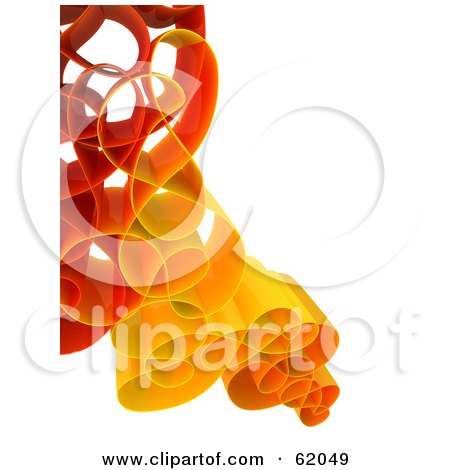 Royalty-free (RF) Clipart Illustration of a Curly 3d Network Wave In Red And Orange - Version 2 by chrisroll