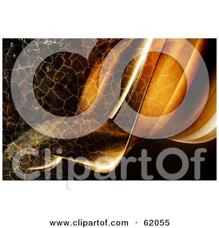 Royalty-free (RF) Clipart Illustration of a Background Of Flowing Waves With A Crackled Brown Texture by chrisroll