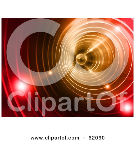 Royalty-free (RF) Clipart Illustration of The Interior Of A Spiraling Red Vortex Tunnel With Bright Orbs Of Light by chrisroll