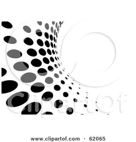Royalty-free (RF) Clipart Illustration of a Black And White Curving Halftone Dot Background - Version 3 by chrisroll