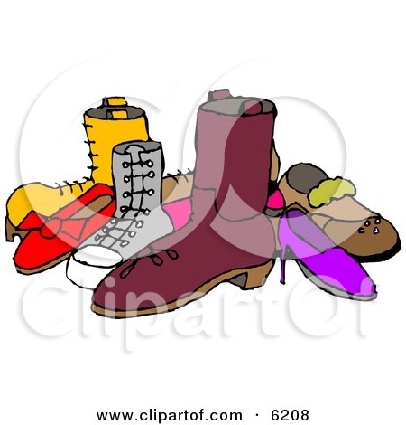 Pile of Assorted Shoes Clipart Picture by djart