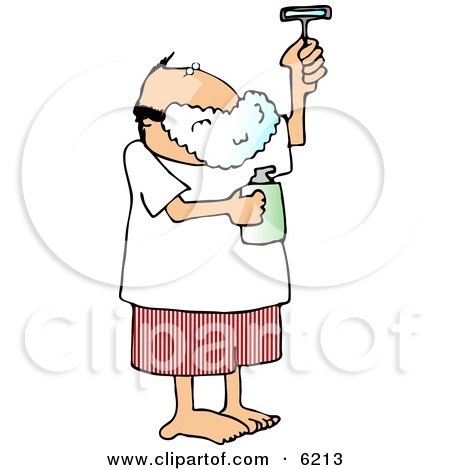 Man Shaving His Face with a Razor Clipart Picture by djart