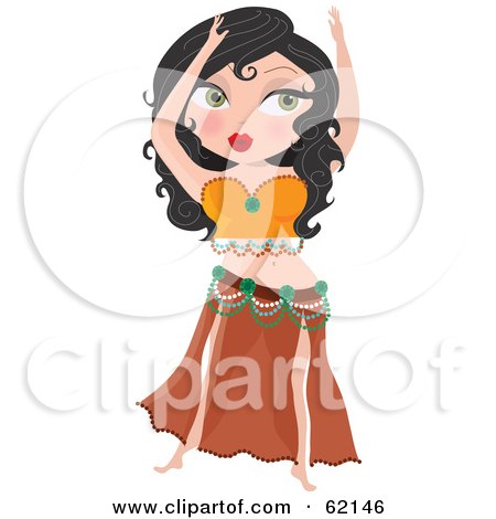 Royalty-Free (RF) Clipart Illustration of an Attractive Belly Dancer Woman In Orange by Maria Bell