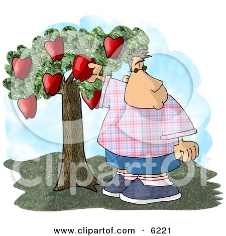 Chubby Boy Picking a Red Apple From an Apple Tree in an Orchard Clipart Picture by djart