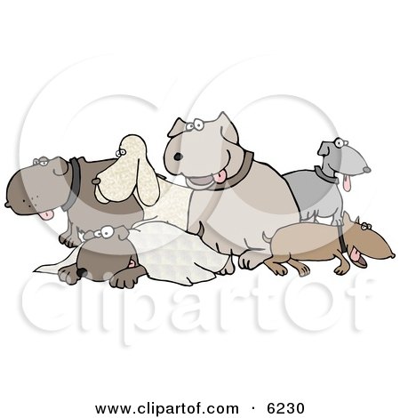 Different Breeds of Dogs in a Group Clipart Picture by djart