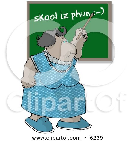 Female English Teacher Teaching a Spelling Lesson in a School Classroom Clipart Picture by djart