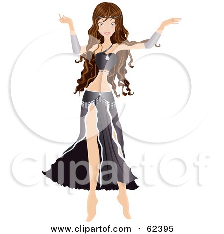 Royalty-Free (RF) Clipart Illustration of a Brunette Belly Dancer Beauty - Version 2 by Melisende Vector