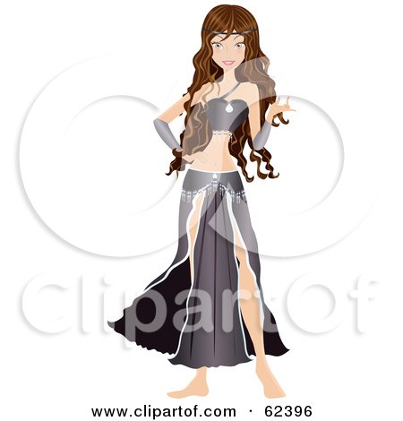 Royalty-Free (RF) Clipart Illustration of a Brunette Belly Dancer Beauty - Version 1 by Melisende Vector