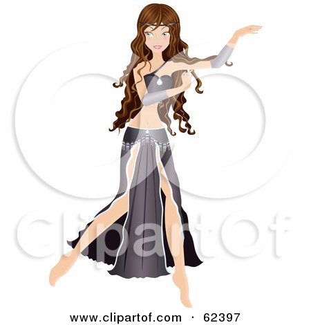 Royalty-Free (RF) Clipart Illustration of a Brunette Belly Dancer Beauty - Version 3 by Melisende Vector