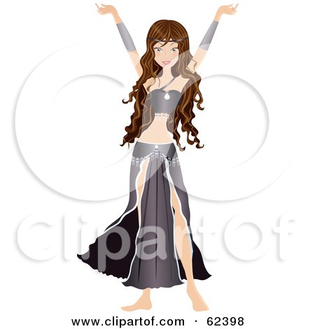 Royalty-Free (RF) Clipart Illustration of a Brunette Belly Dancer Beauty - Version 4 by Melisende Vector