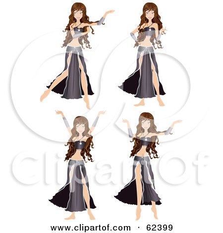 Royalty-Free (RF) Clipart Illustration of a Digital Collage Of A Brunette Belly Dancer In Different Poses by Melisende Vector