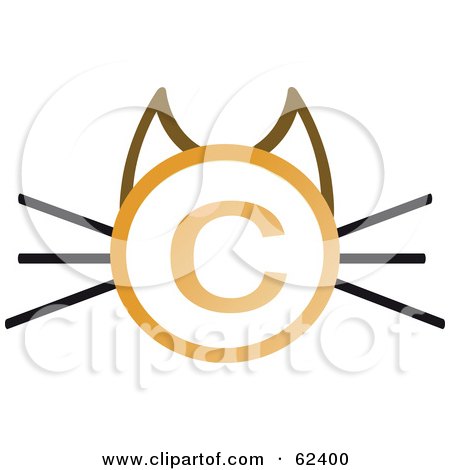 Royalty-Free (RF) Clipart Illustration of a Copyright Symbol Cat Face With Straight Whiskers by Melisende Vector