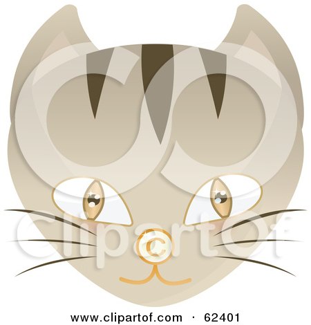 Royalty-Free (RF) Clipart Illustration of a Brown Eyed Cat Face With A Copyright Symbol Nose by Melisende Vector