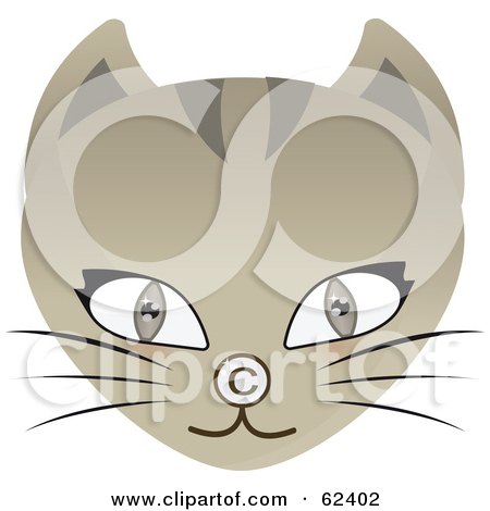 Royalty-Free (RF) Clipart Illustration of a Brown Cat Face With A Copyright Symbol Nose by Melisende Vector