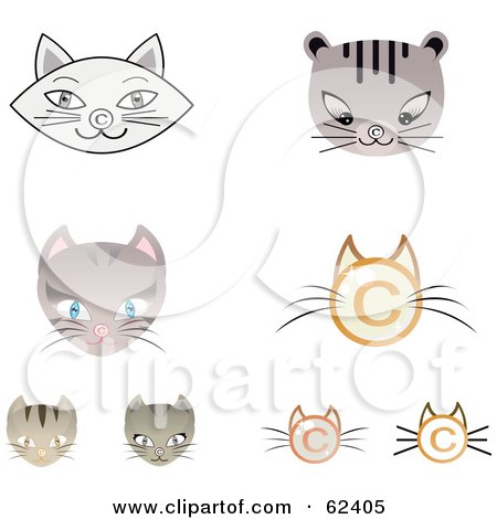 Royalty-Free (RF) Clipart Illustration of a Digital Collage Of Copyright Symbol Cat Faces by Melisende Vector