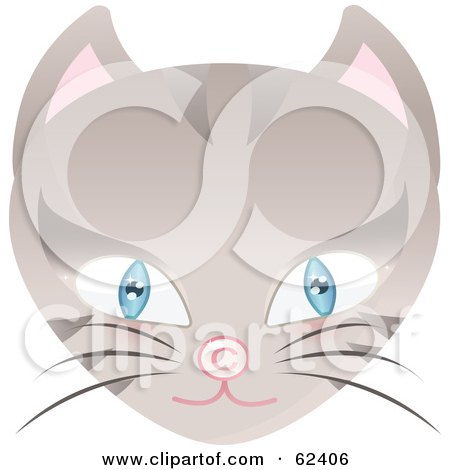 Royalty-Free (RF) Clipart Illustration of a Blue Eyed Cat Face With A Copyright Symbol Nose by Melisende Vector