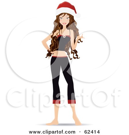 Royalty-Free (RF) Clipart Illustration of a Fashionable Brunette Woman In Christmas Apparel by Melisende Vector
