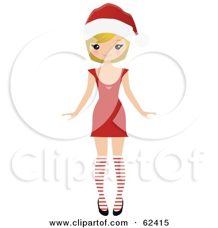 Royalty-Free (RF) Clipart Illustration of a Stylish Blond Christmas Woman In A Holiday Dress by Melisende Vector