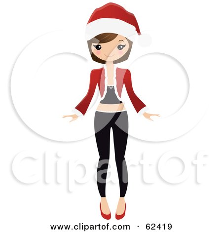 Royalty-Free (RF) Clipart Illustration of a Stylish Brunette Woman In Christmas Apparel by Melisende Vector