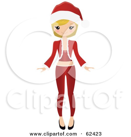 Royalty-Free (RF) Clipart Illustration of a Stylish Blond Woman In Red Christmas Apparel by Melisende Vector