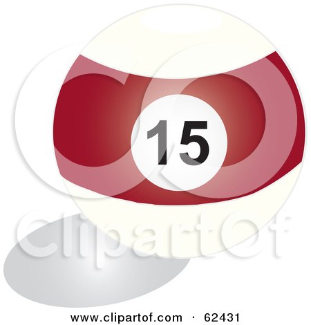 Royalty-Free (RF) Clipart Illustration of a Shiny Stripe Redf 15 Billiards Pool Ball by Pams Clipart