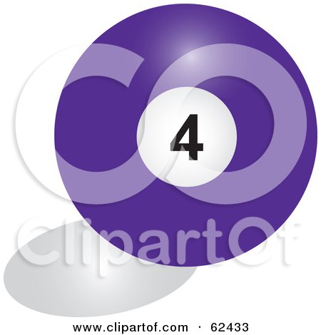 Royalty-Free (RF) Clipart Illustration of a Shiny Solid Purple 4 Billiards Pool Ball by Pams Clipart