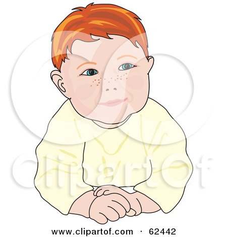 Royalty-Free (RF) Clipart Illustration of a Redhead Baby Boy Posing For A Portrait by Pams Clipart