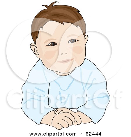 Royalty-Free (RF) Clipart Illustration of a Happy Baby Boy Posing For A Portrait by Pams Clipart
