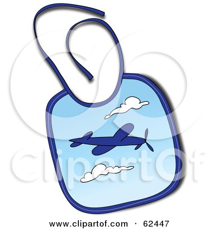 Royalty-Free (RF) Clipart Illustration of a Blue Baby Bib With An Airplane by Pams Clipart