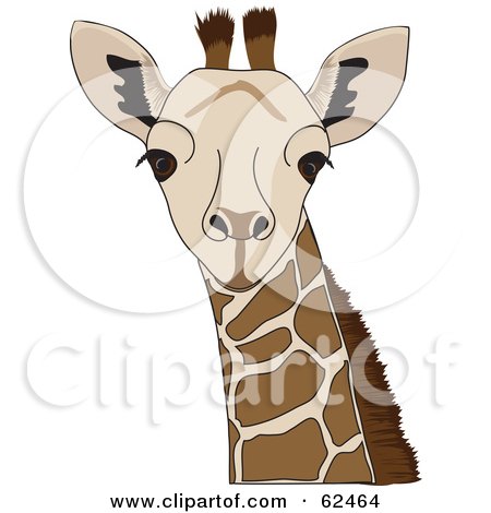 Royalty-Free (RF) Clipart Illustration of a Curious Staring Giraffe Head by Pams Clipart