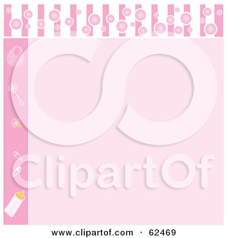 Royalty-Free (RF) Clipart Illustration of a Pink Baby Shower Background With Baby Items And Copyspace by Pams Clipart