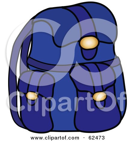Royalty-Free (RF) Clipart Illustration of a Blue School Backpack by Pams Clipart