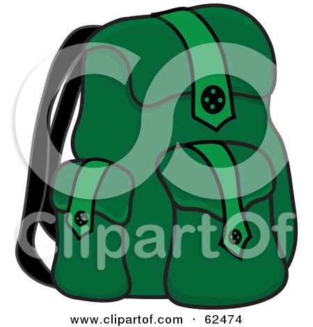 Royalty-Free (RF) Clipart Illustration of a Green School Backpack by Pams Clipart