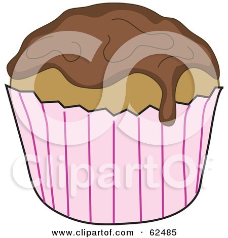 Royalty-Free (RF) Clipart Illustration of a Chocolate Frosted Cupcake by Pams Clipart