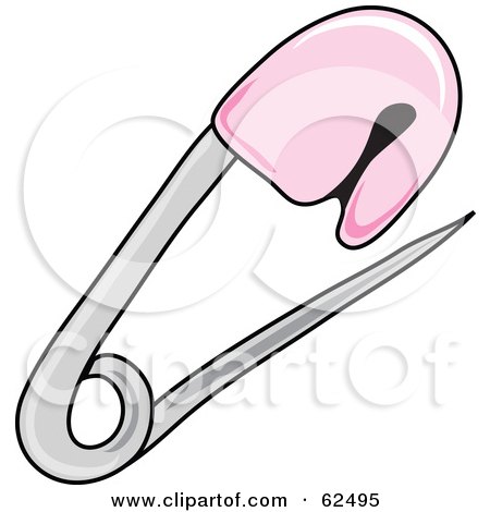 Royalty-Free (RF) Clipart Illustration of a Pink Baby Diaper Safety Pin by Pams Clipart