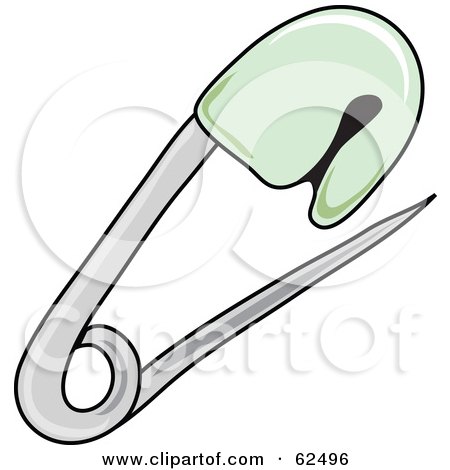 Royalty-Free (RF) Clipart Illustration of a Green Baby Diaper Safety Pin by Pams Clipart