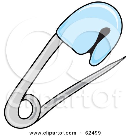 Royalty-Free (RF) Clipart Illustration of a Blue Baby Diaper Safety Pin by Pams Clipart