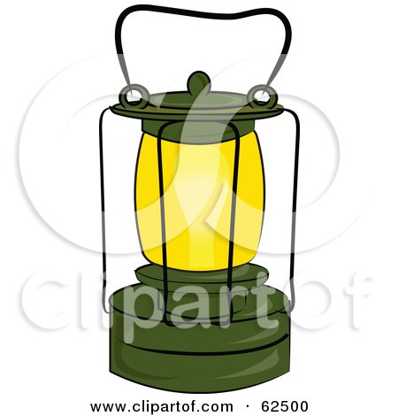 Royalty-Free (RF) Clipart Illustration of a Glowing Green Kerosene Lantern by Pams Clipart