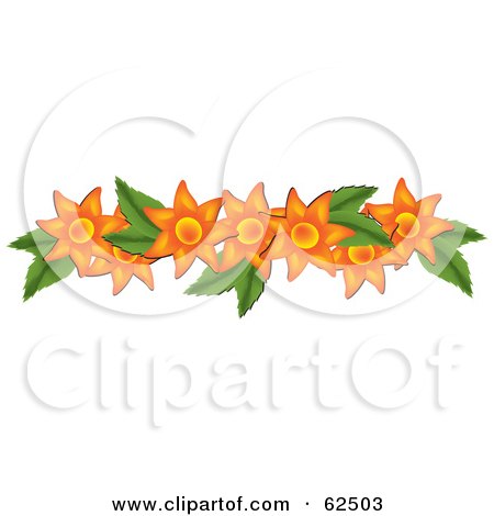 Royalty-Free (RF) Clipart Illustration of a Beautiful Orange Flower And Green Leaf Border Element by Pams Clipart