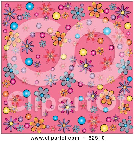Royalty-Free (RF) Clipart Illustration of a Flower Power Background On Pink by Pams Clipart