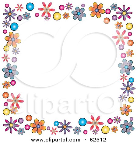 Royalty-Free (RF) Clipart Illustration of a White Background Bordered In Colorful Flowers - Version 2 by Pams Clipart