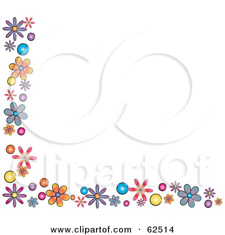 Royalty-Free (RF) Clipart Illustration of a White Background Bordered In Colorful Flowers - Version 1 by Pams Clipart