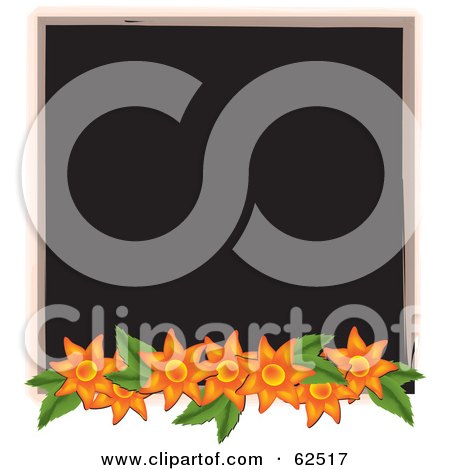 Royalty-Free (RF) Clipart Illustration of a Blank Black Sign Bordered With Orange Flowers by Pams Clipart
